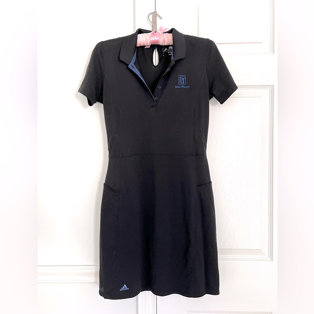 Adidas Golf Black polo Dress Logo Stretchy Capsule Short Sleeve Lined Waist 28"